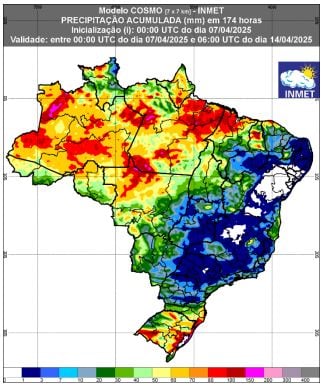 Previsão do tempo volumes de chuva
