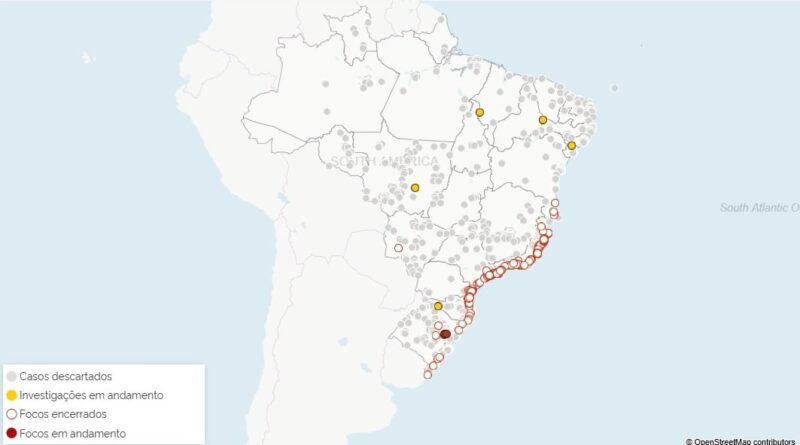 Mapa investiga casos de gripe aviária em cinco estados