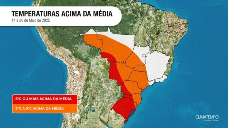 temperaturas acima da média - 14 a 20 de maio