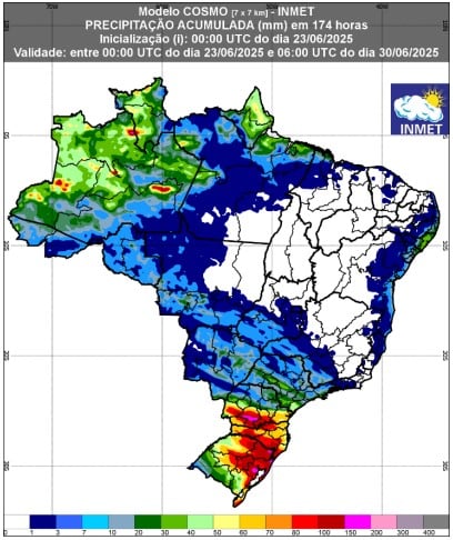 mapa de chuva - Inmet