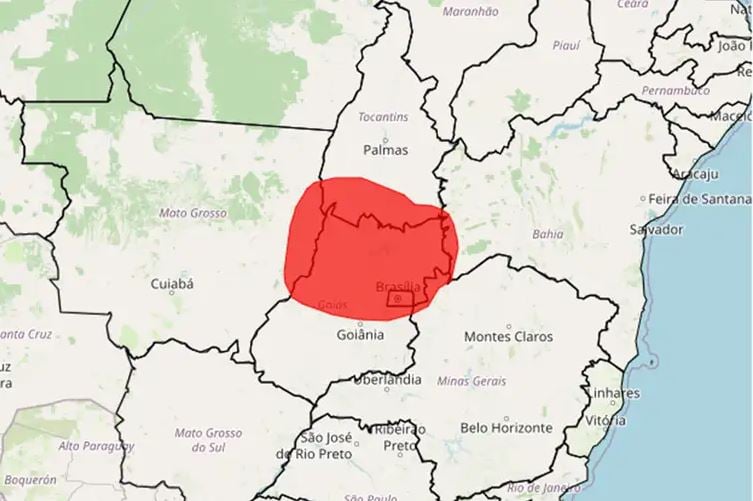 mapa baixa umidade do ar