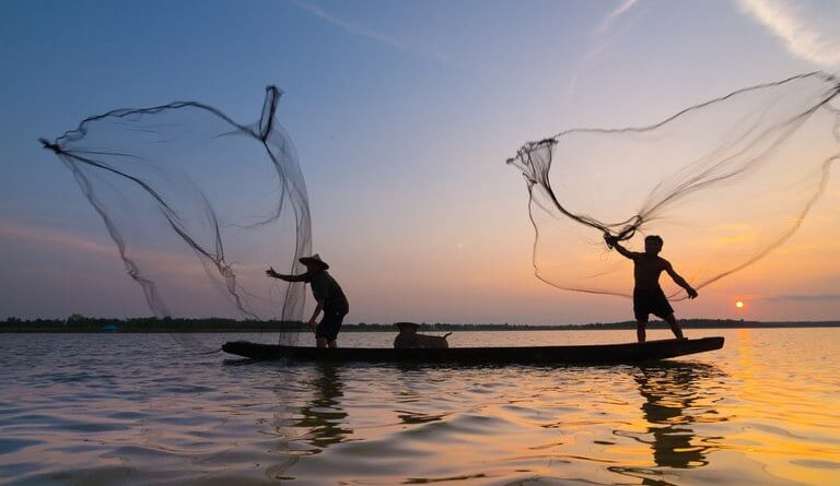 pescadores, emalhe, pescador