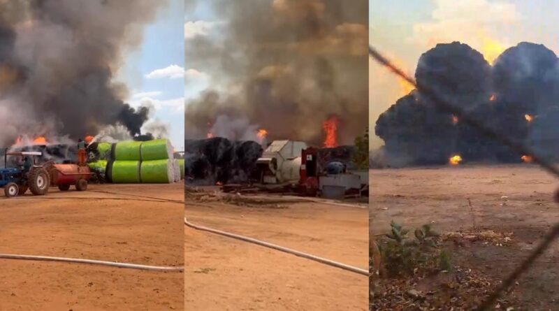 Incêndio de grandes proporções destrói fardos de algodão no Oeste baiano