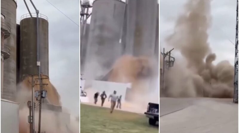 silo lotado de grãos desaba, gera faísca e provoca correria de trabalhadores