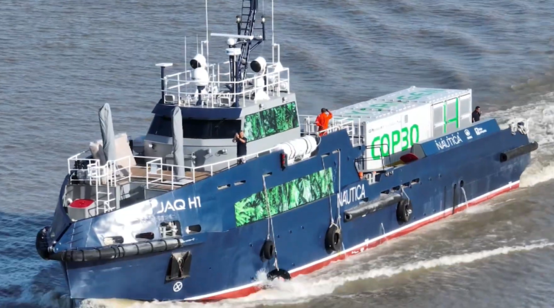 Brasil apresenta primeiro barco-escola movido a hidrogênio verde durante a COP30