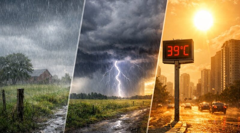 Fim semana chega com chuva forte, temporais e calorão