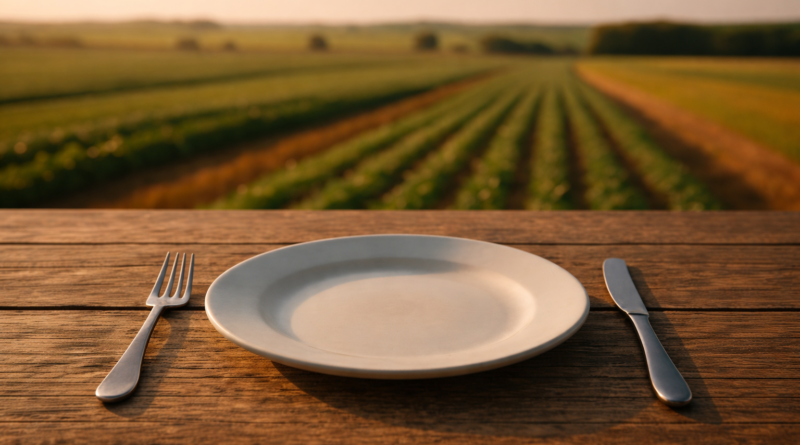 prato vazio com campo ao fundo