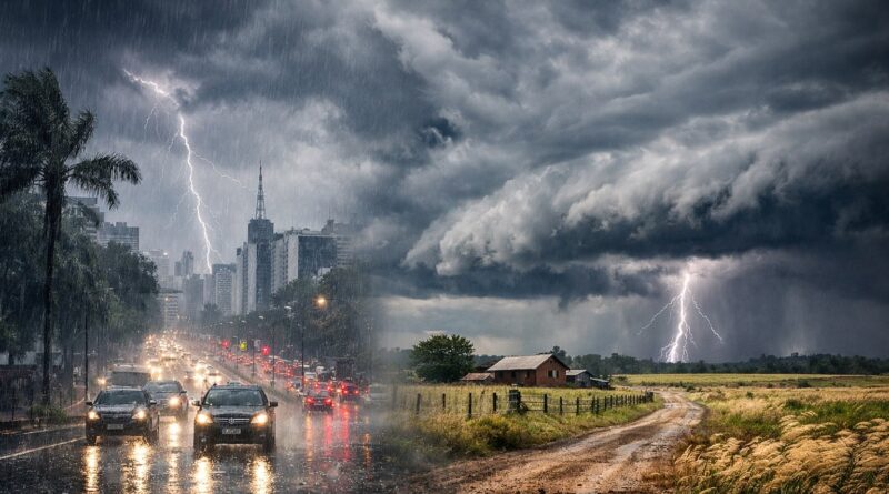 Quinta-feira tem clima abafado, pancadas de chuva e risco de temporais