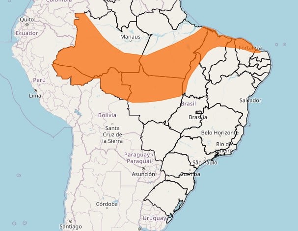 Inmet áreas de chuva