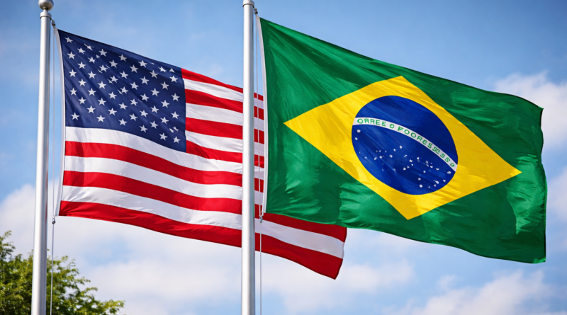 bandeiras dos EUA e do Brasil