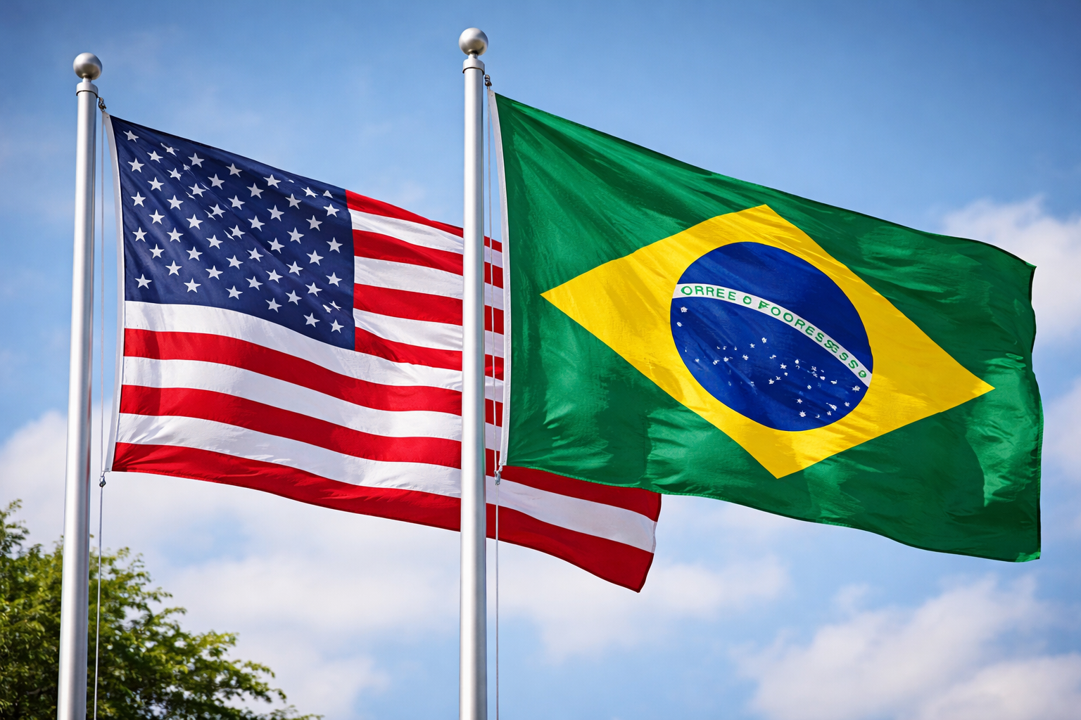 bandeiras dos EUA e do Brasil
