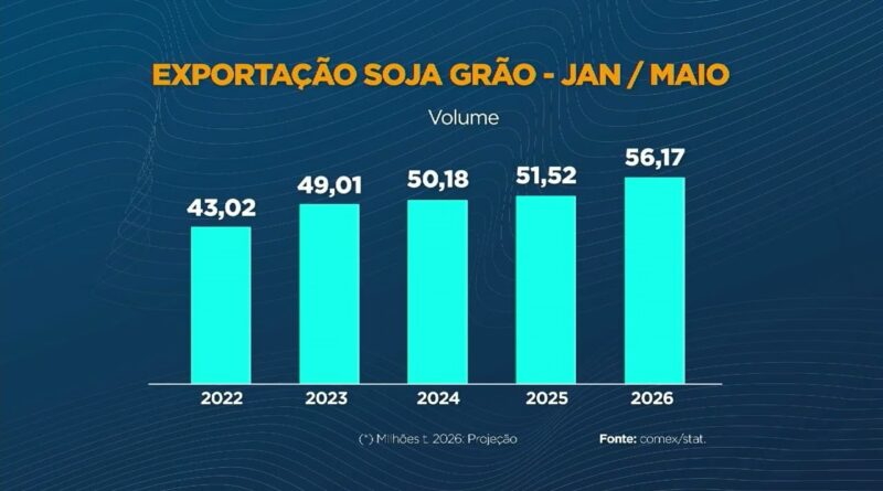 Exportação de soja cresce em volume, mas receita cambial recua
