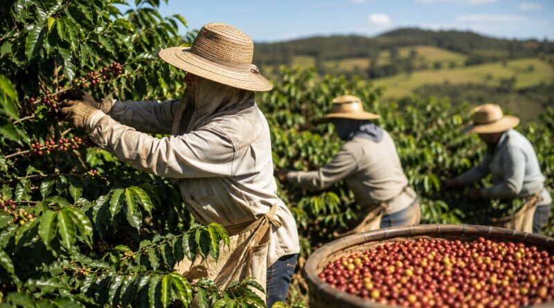 Trabalhadores rurais na colheita de café