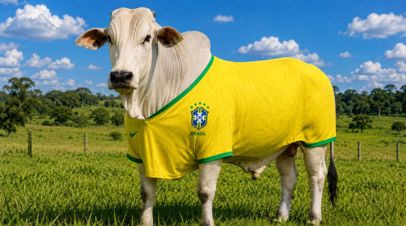 Nelore com a camisa da seleção brasileira