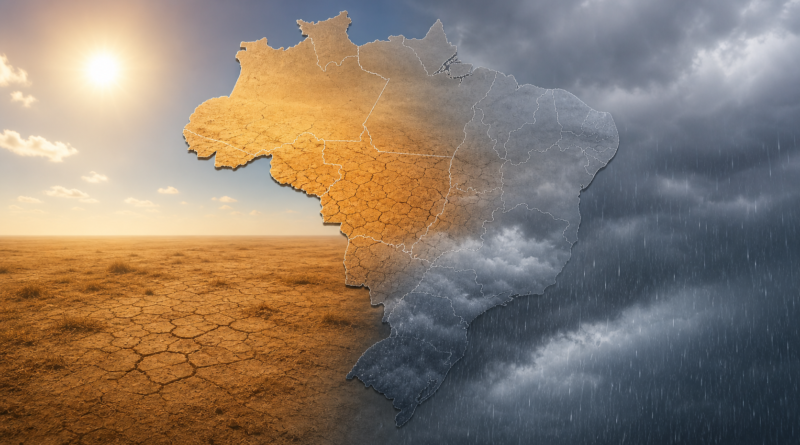 Frente fria derruba temperaturas no Sul e mantém alertas de baixa umidade no Centro-Oeste