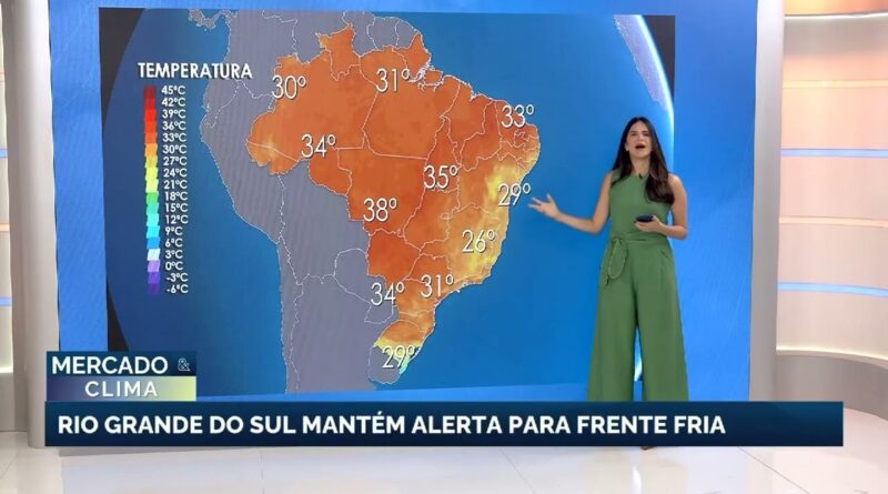 Frente fria provoca chuvas no Sul enquanto calor aumenta no Centro-Oeste